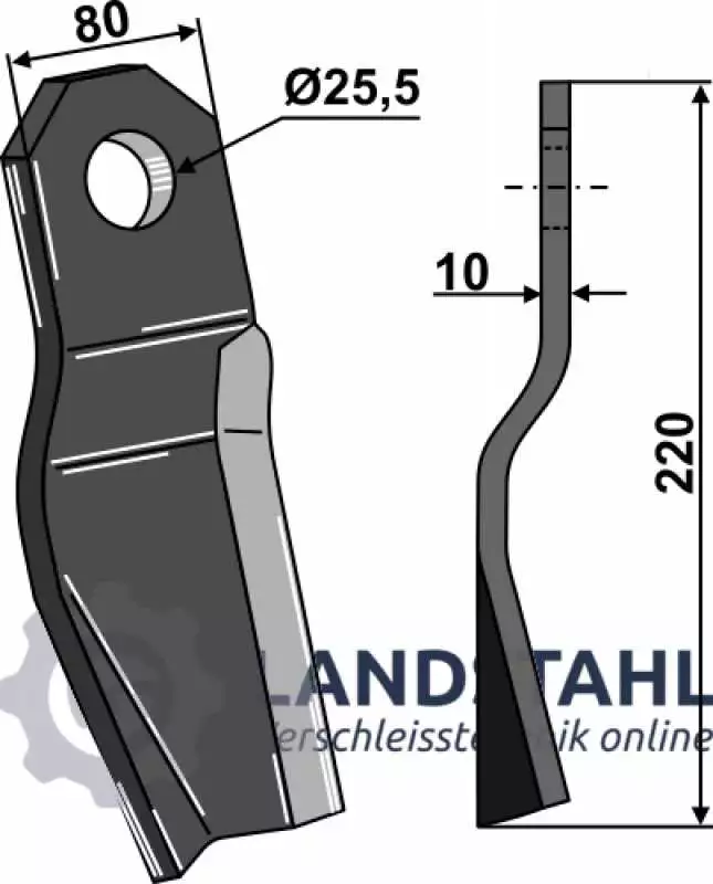 Gedrehtes Messer 220x80mm - linke Ausführung